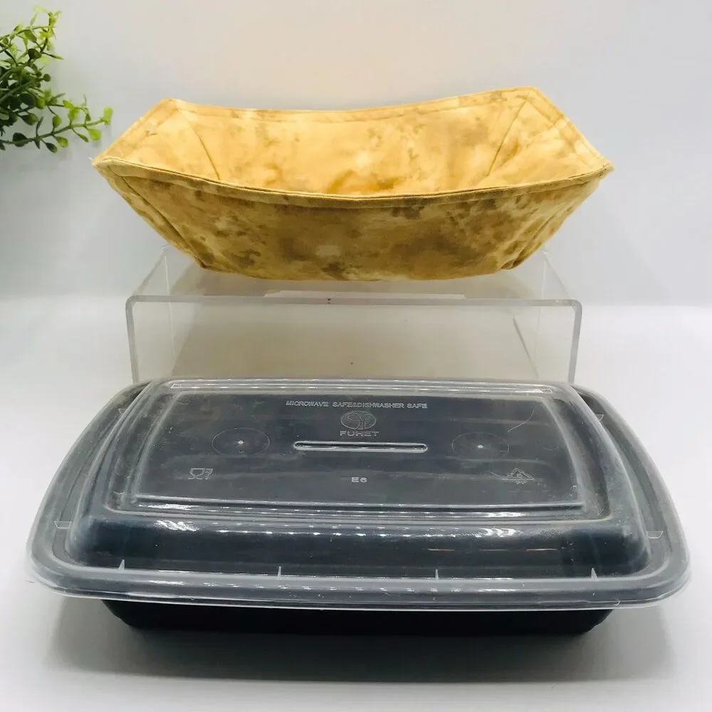 NEW! Microwave Cozy For Takeout Containers Reversible, Tan Neutrals